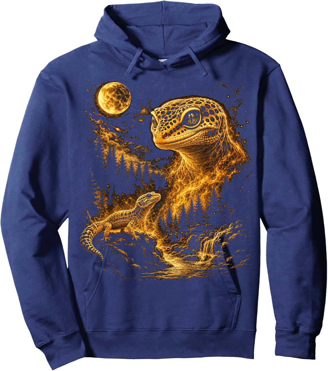 Cute Leopard Gecko Men Vintage Lizard Reptile Hoodie - Hoodie | Navy