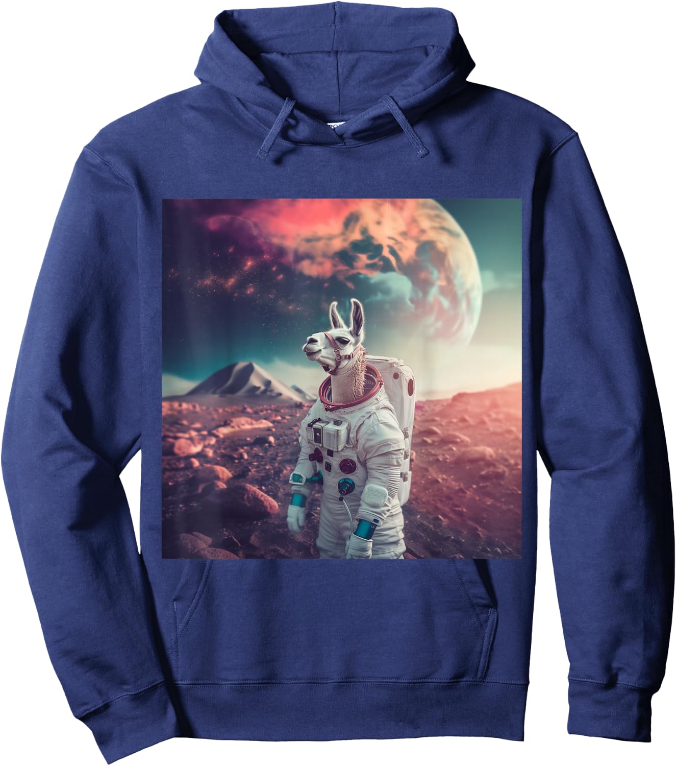 Astronaut Llama in Space Hoodie - Hoodie | Navy