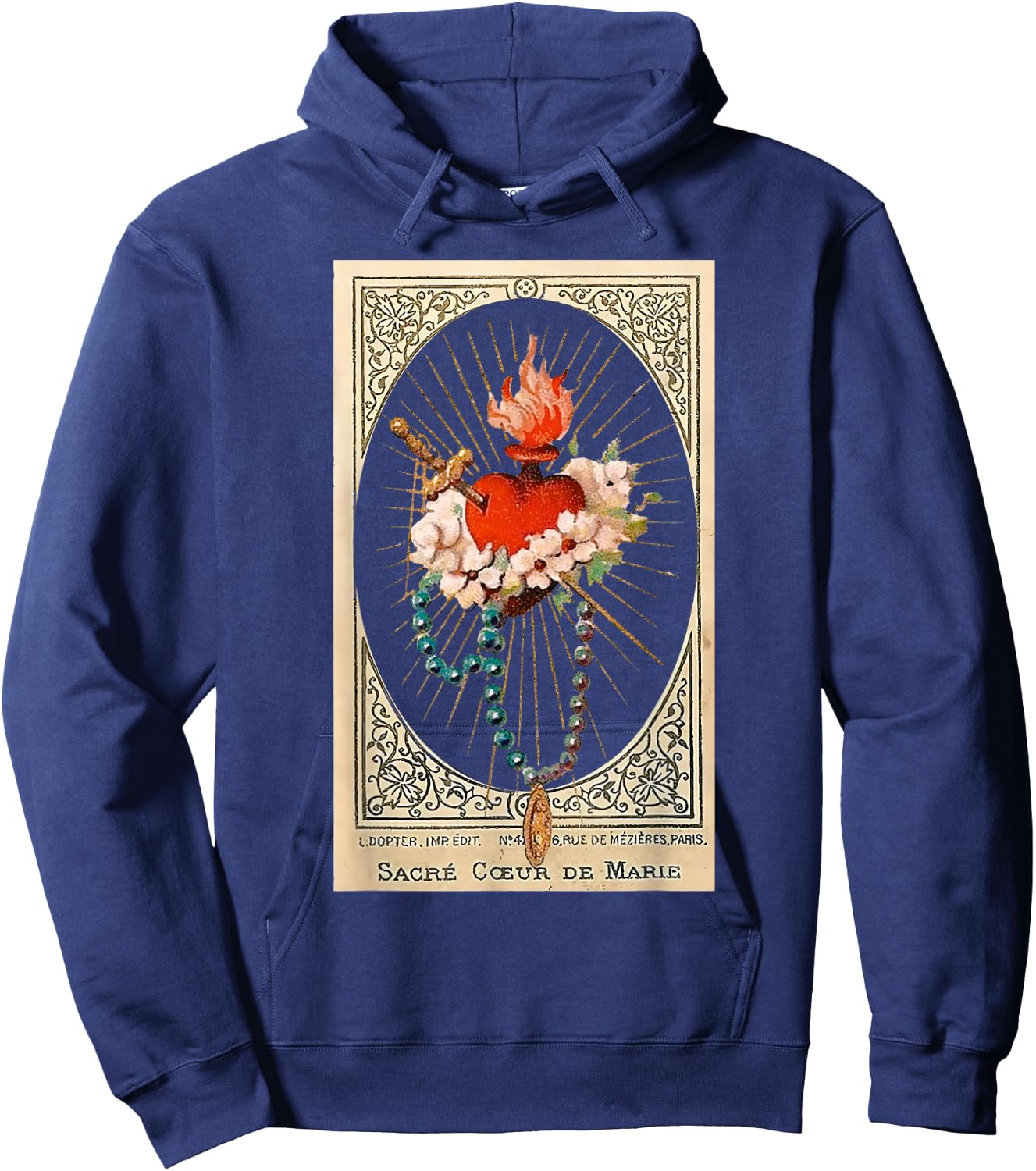 Immaculate Heart Of Mary Marian Catholic Hoodie - Hoodie | Navy
