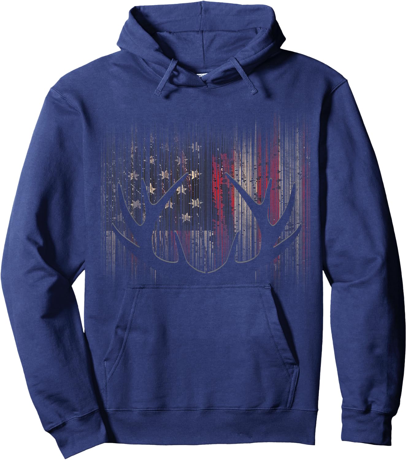 American Flag Outdoor Antlers Elk Deer Kids Men Hoodie - Hoodie | Navy