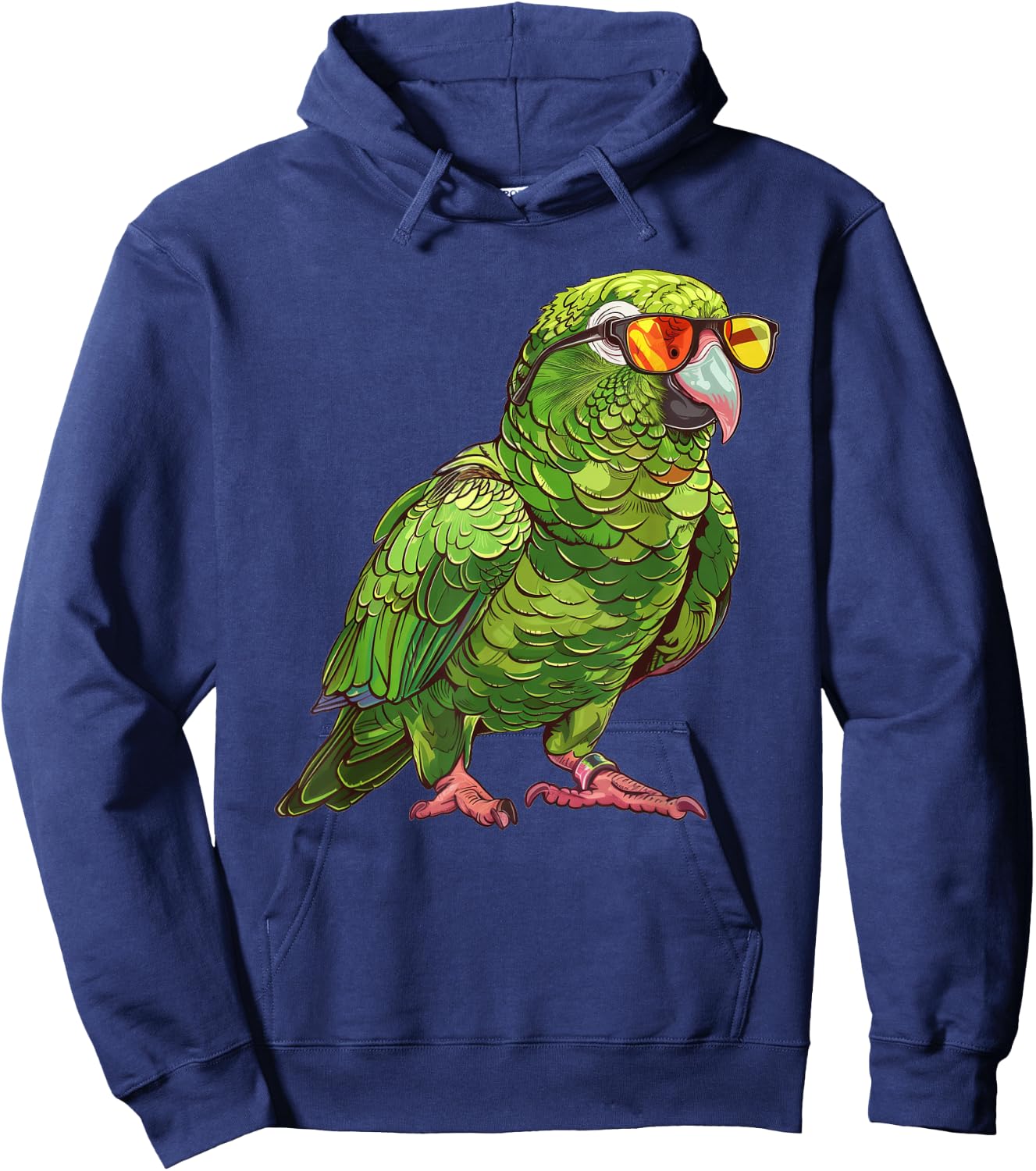 Green Quaker Parrot With Sunglasses Hoodie - Hoodie | Navy