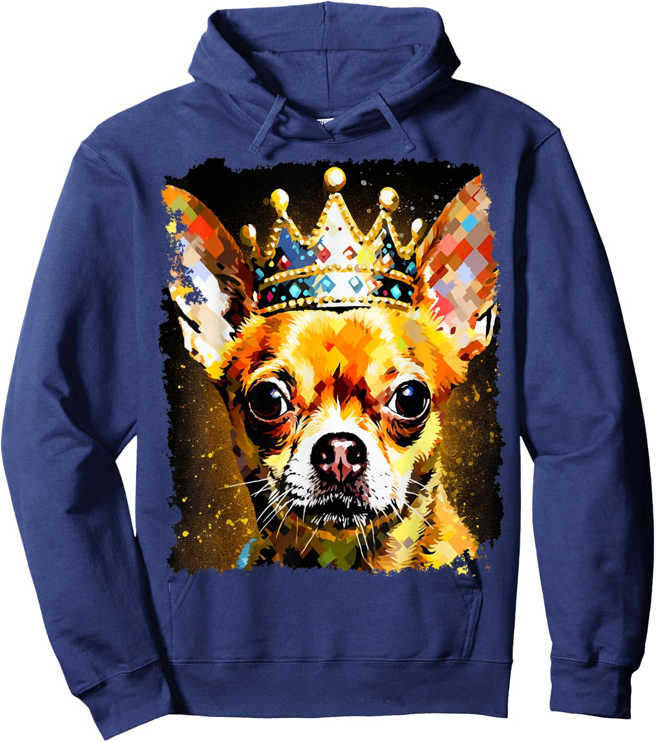 Pop Art Dog Chihuahua King Queen Hoodie - Hoodie | Navy
