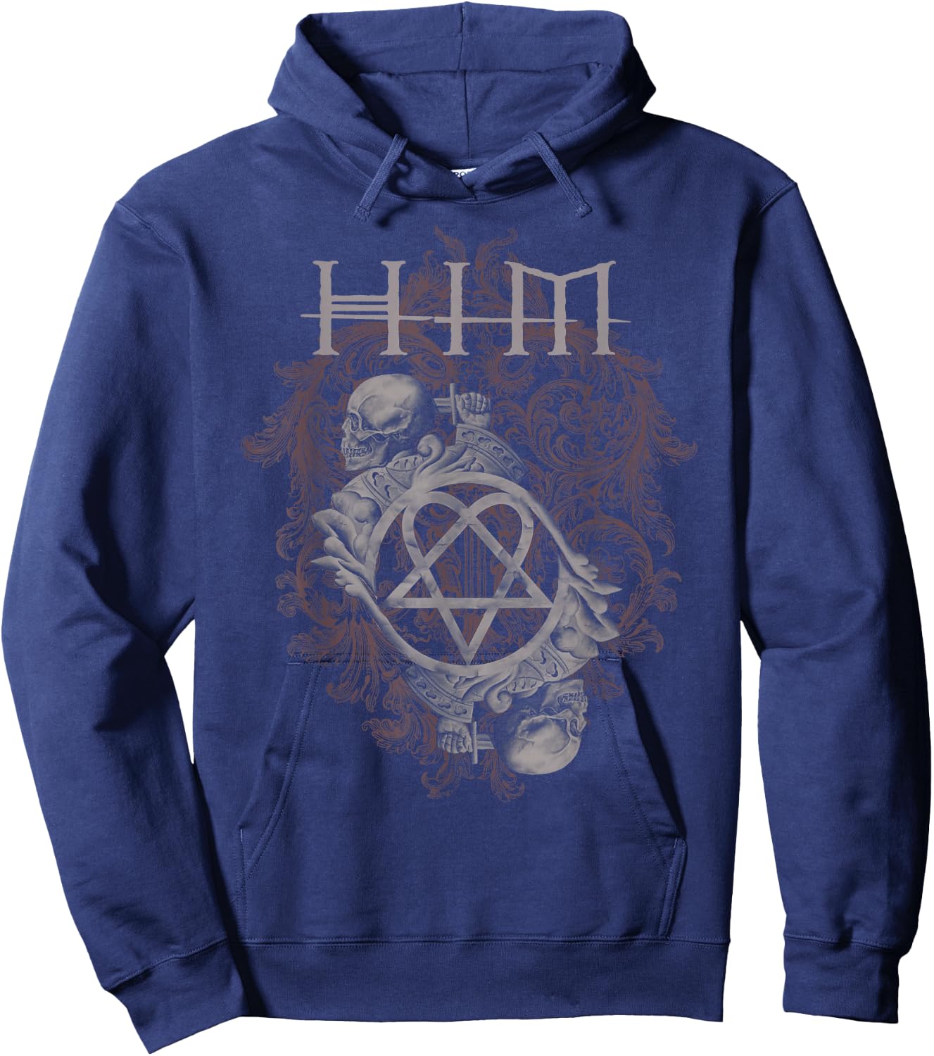 Ville Valo HIM Dual Skull On Red , red Hoodie - Hoodie | Navy