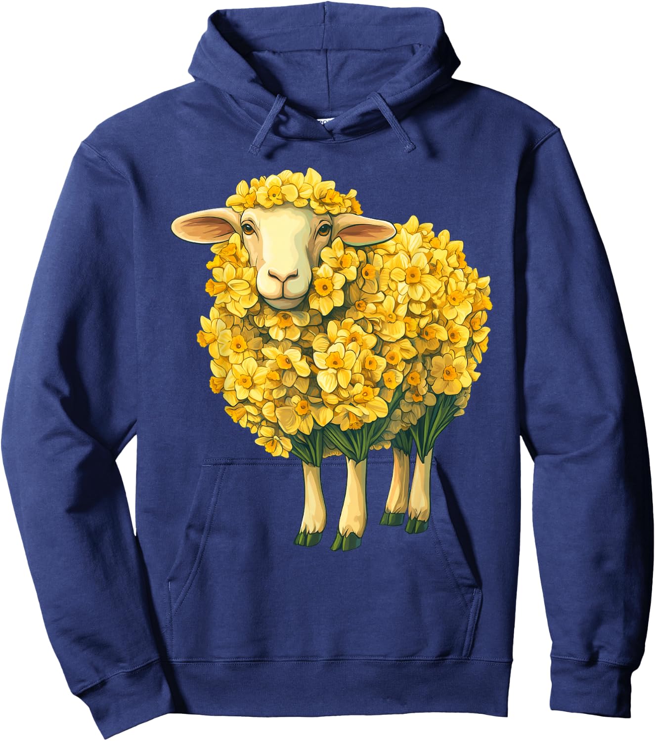 Daffodil Sheep Flower Gardening Floral Hoodie - Hoodie | Navy