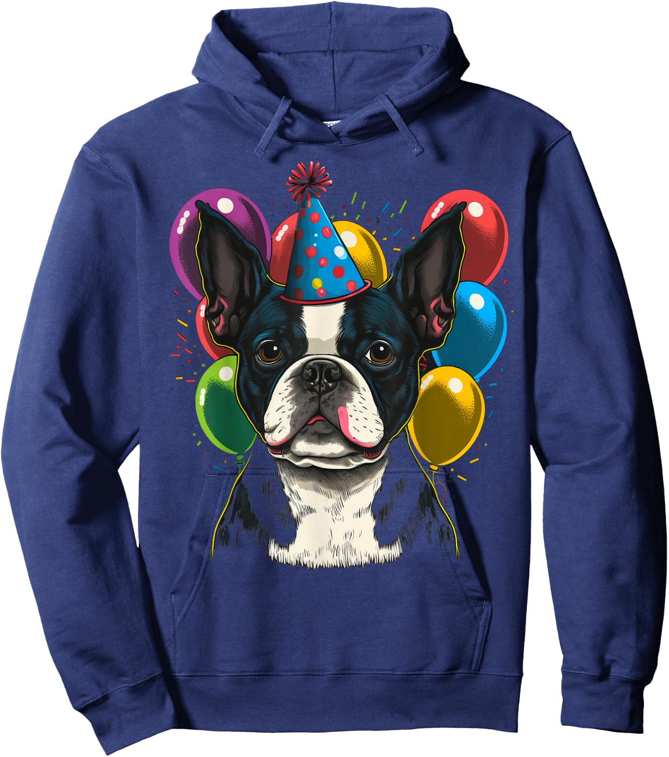 Celebration Event Birthday Party Boston Terrier Hoodie - Hoodie | Navy