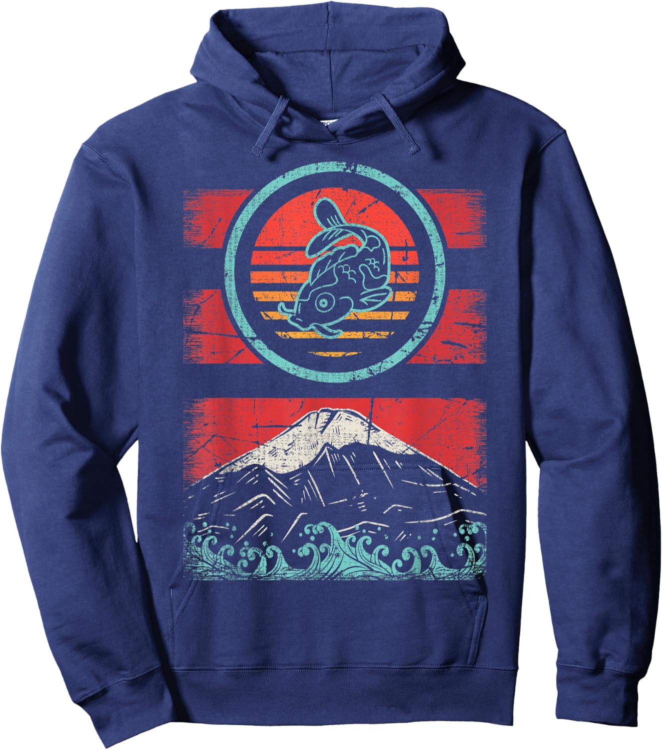 Koi Fish Carp Retro 80s Aesthetic Hoodie - Hoodie | Navy