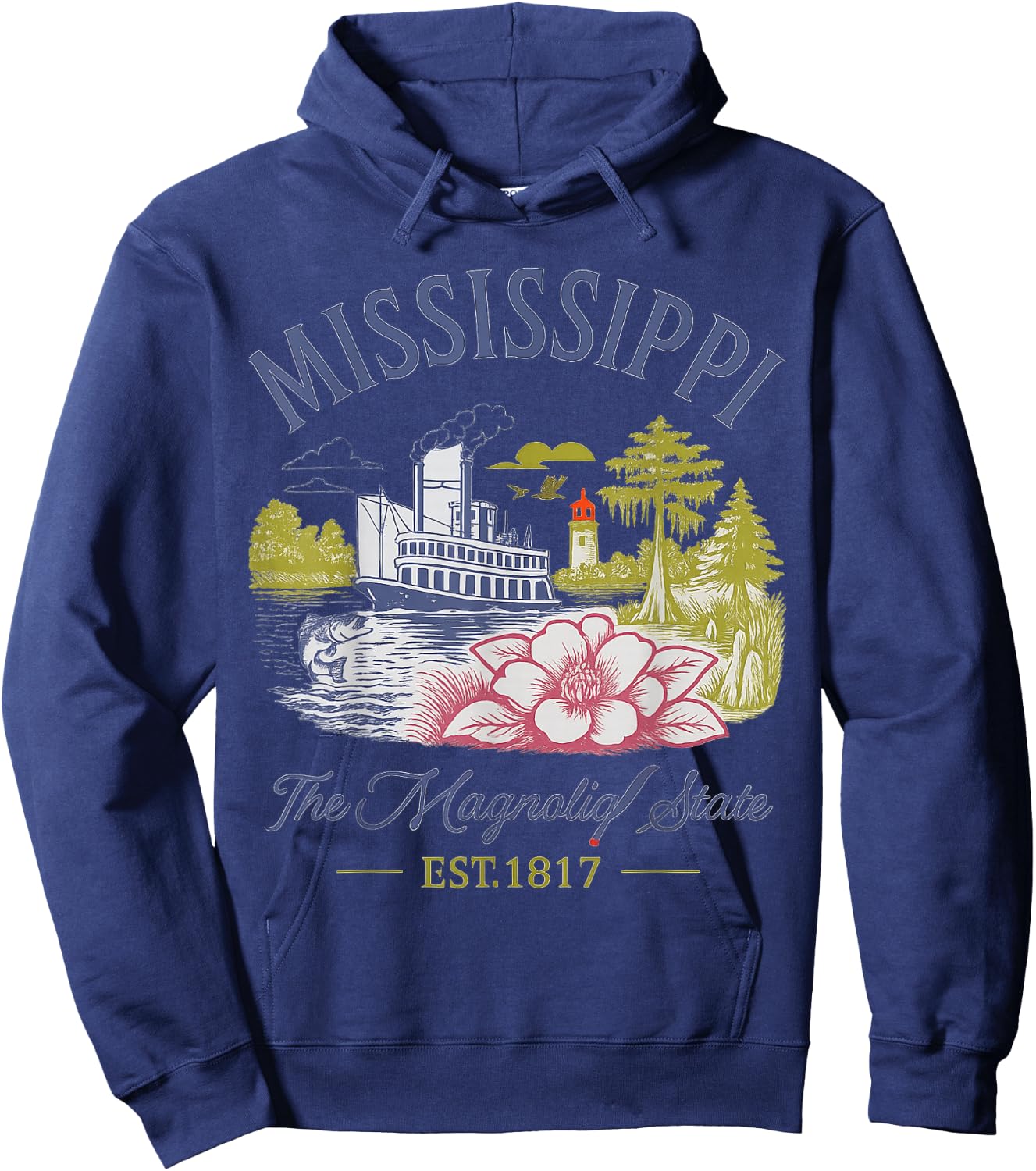 Mississippi The Magnolia State Vintage Inspired Hoodie - Hoodie | Navy