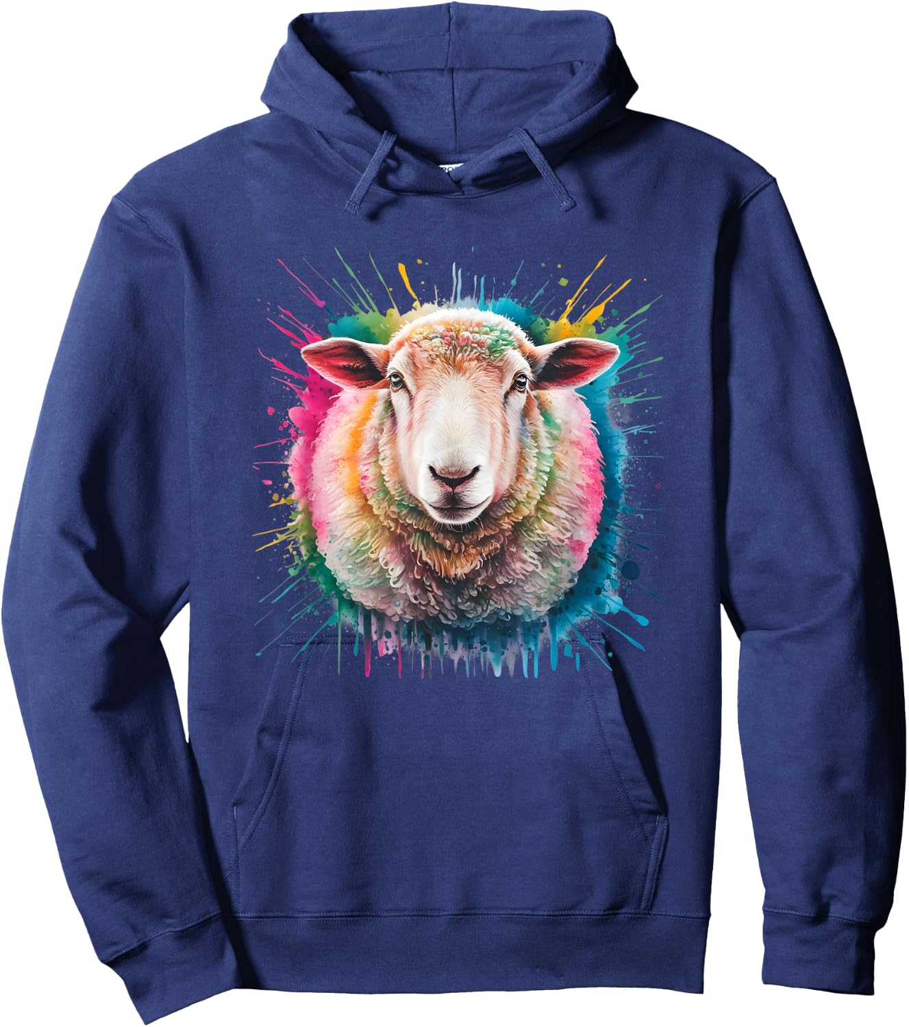 Sheep Men Woman Colorful Watercolor Sheep Hoodie - Hoodie | Navy