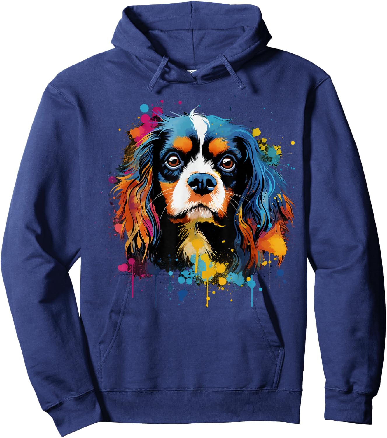 Bunte Cavalier King Charles Spaniel Hund Hoodie - Hoodie | Navy