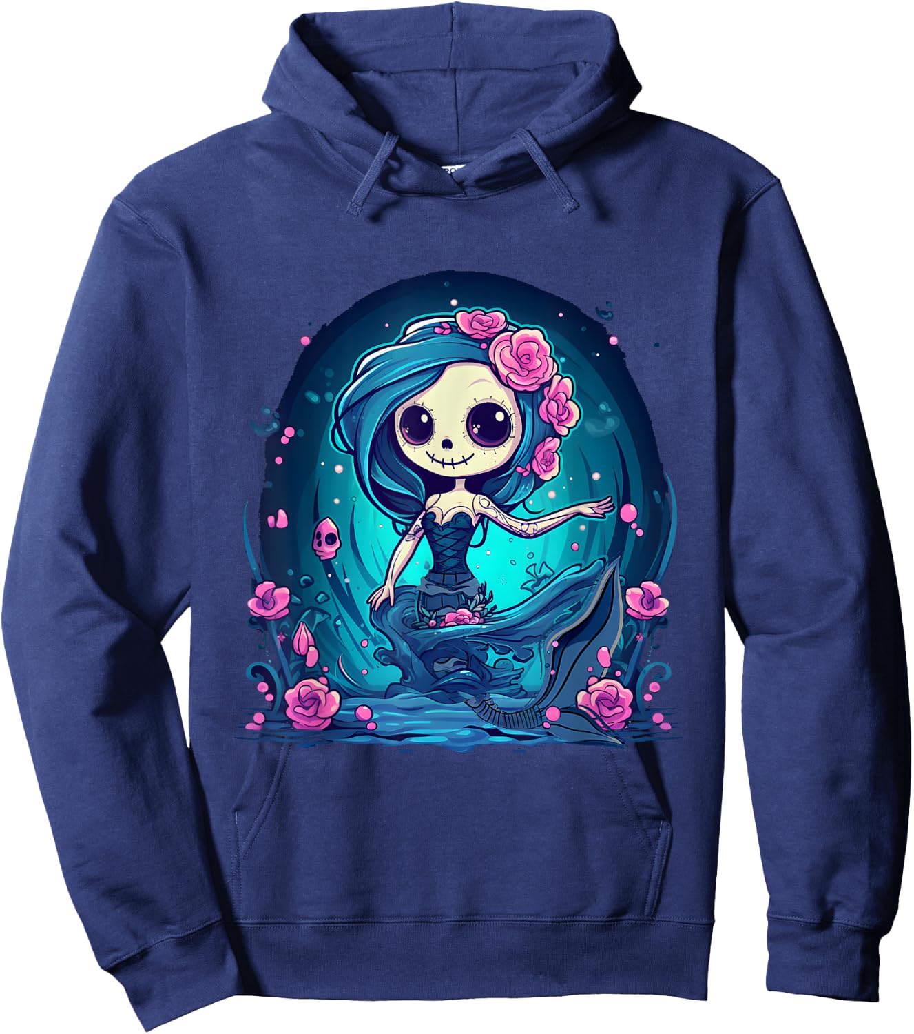 Cute Skeleton Mermaid Halloween Hoodie - Hoodie | Navy