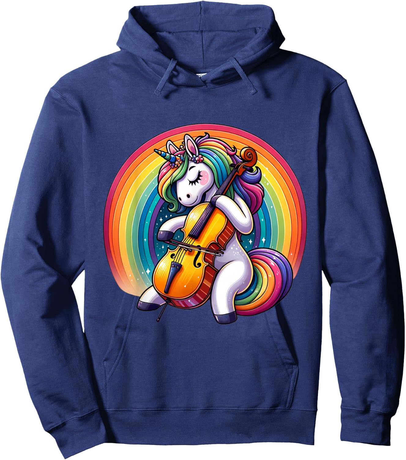 Cello Playing Unicorn Cellist Hoodie - Hoodie | Navy