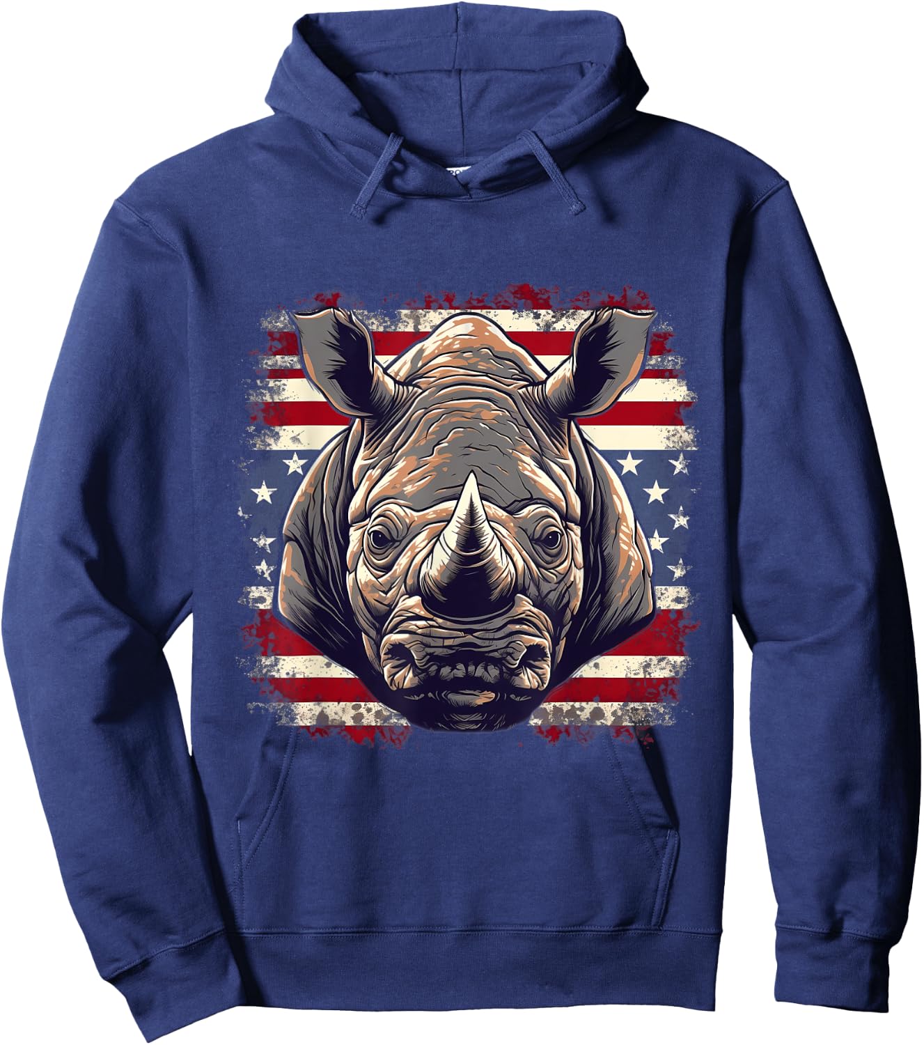 4th Of July US Flag Rhino Women Kids Men Hoodie - Hoodie | Navy