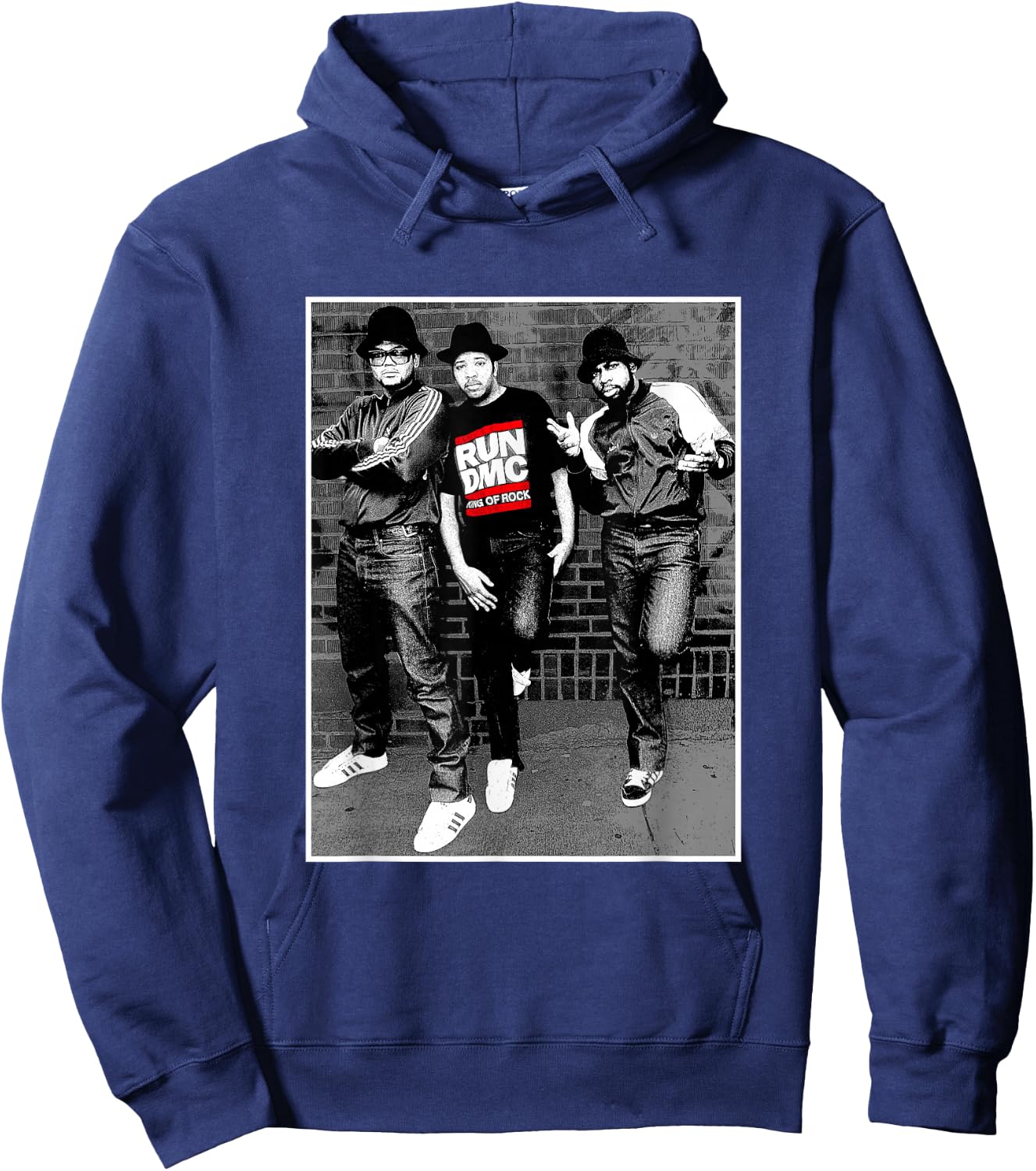 RUN DMC Black and White Brick Hoodie - Hoodie | Navy