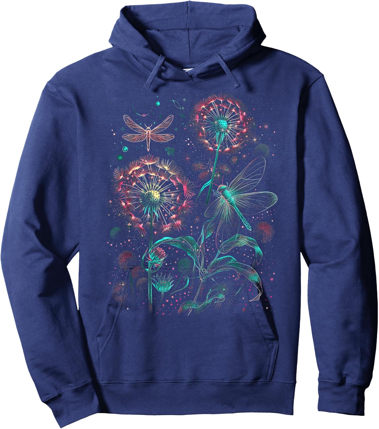 Dandelion Puff Ball with Dragonfly Hoodie - Hoodie | Navy