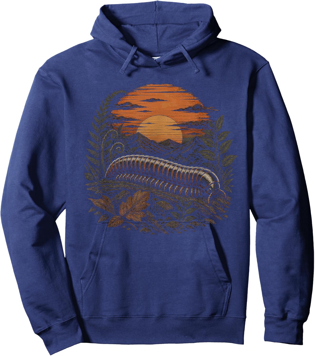 Retro Millipede Graphic Artwork Design Hoodie - Hoodie | Navy