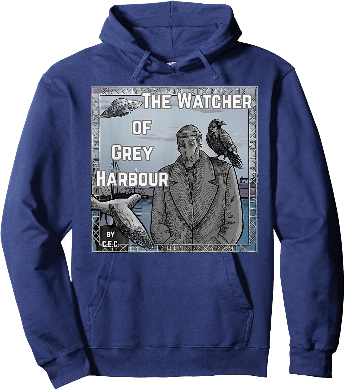 The Watcher of Grey Harbour by Artist CEC Hoodie - Hoodie | Navy