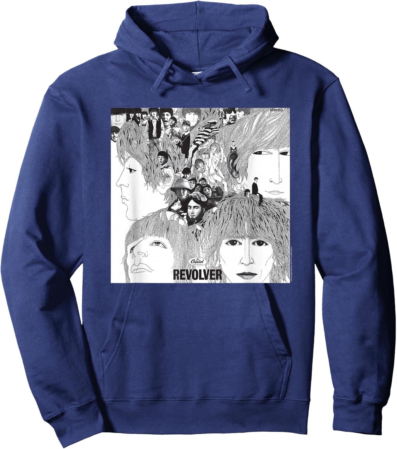 The Beatles - Revolver Albumcover Schwarz Erwachsene Small Retro Halbarm Crew-Ausschnitt Klassisch Musik Beatles Fans, Musikliebhaber, Alle Altersgruppen Hoodie - Hoodie | Navy