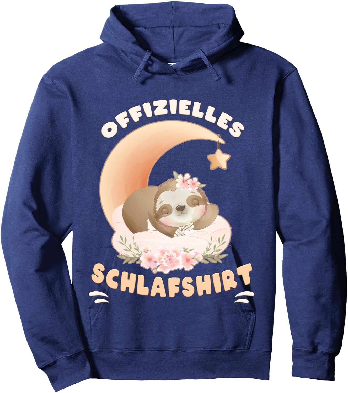 Official Sloth Flowers Moon Sleep Shirt, black Hoodie - Hoodie | Navy