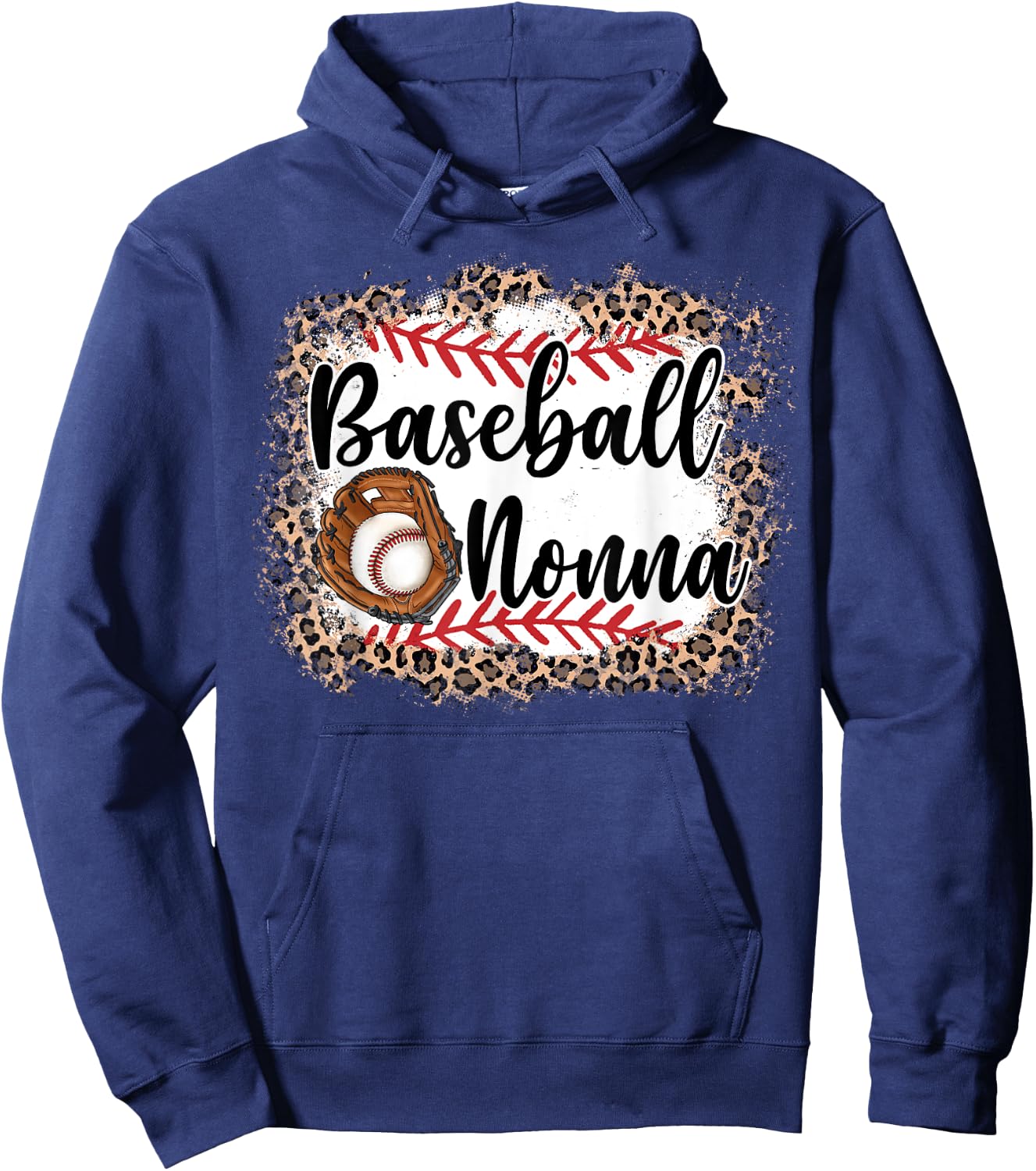 Vintage Baseball Nonna Leopard Baseball Pride Hoodie - Hoodie | Navy