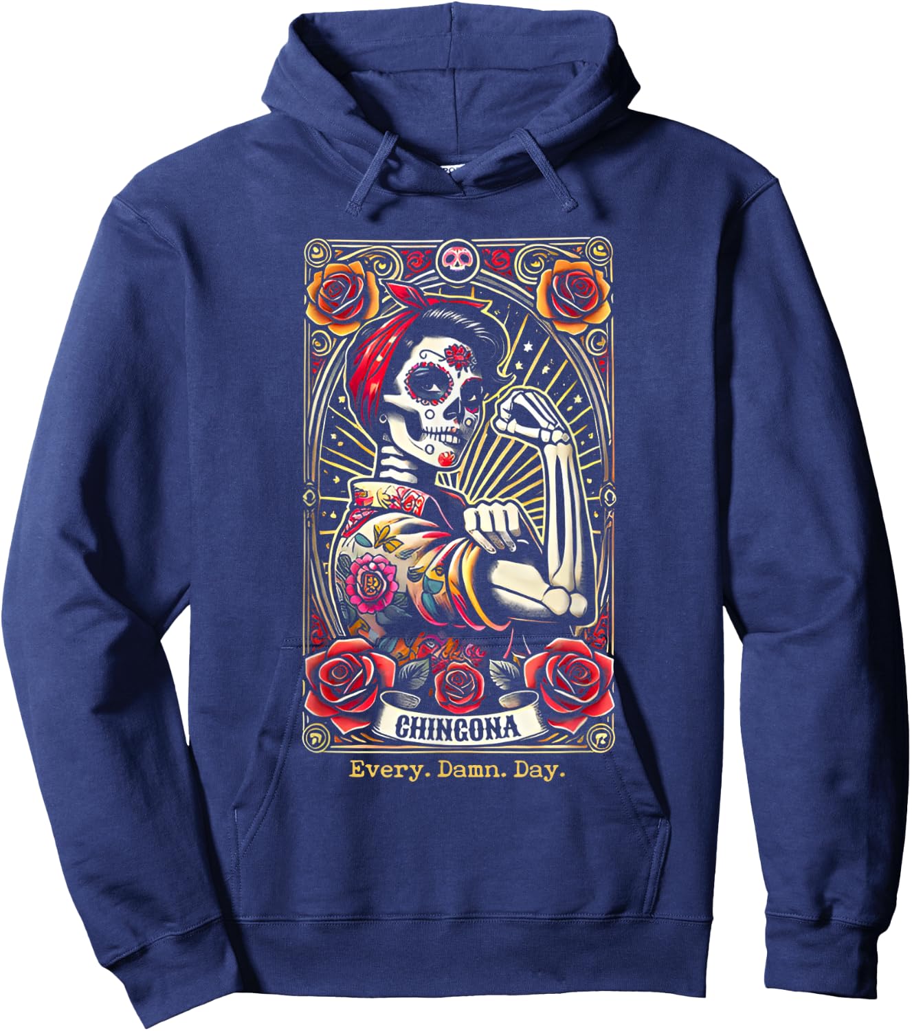 Chingona Every Damn Day Tarot Card Hoodie - Hoodie | Navy