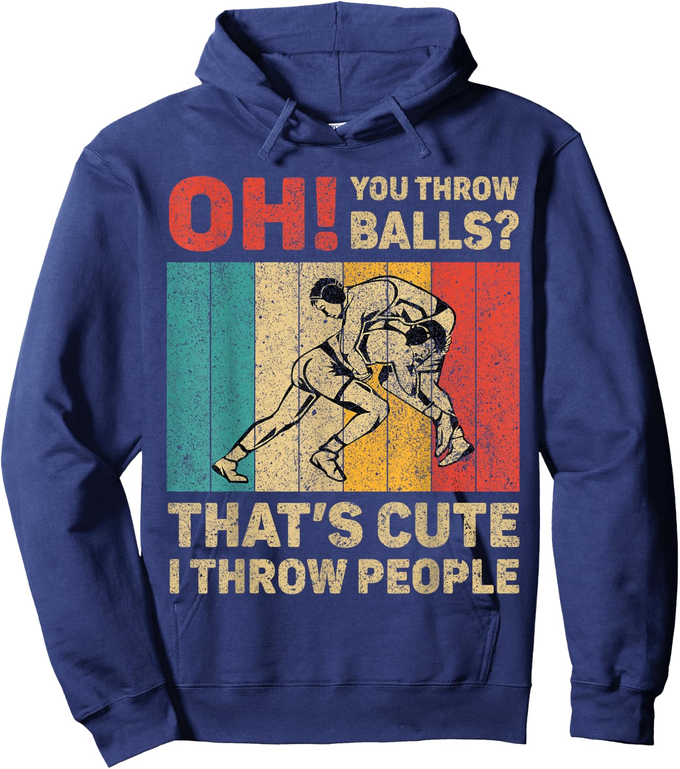 I Throw People Vintage Wrestling Wrestler Hoodie - Hoodie | Navy