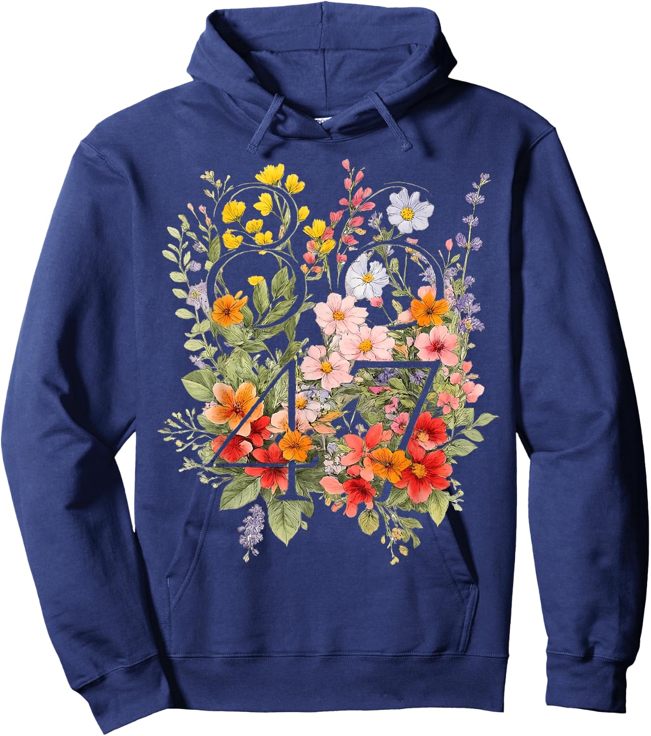 Retro Vintage 86 47 Flower Hoodie - Hoodie | Navy