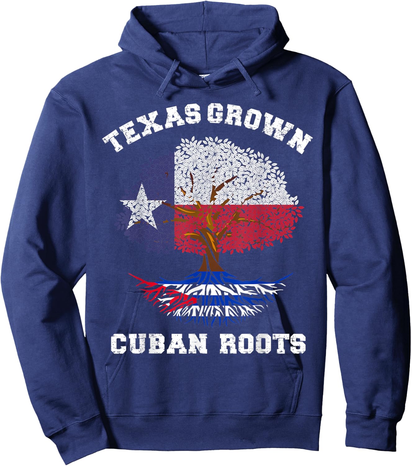 Texas Cuba Texan Cuban Texas grown Cuban roots Hoodie - Hoodie | Navy