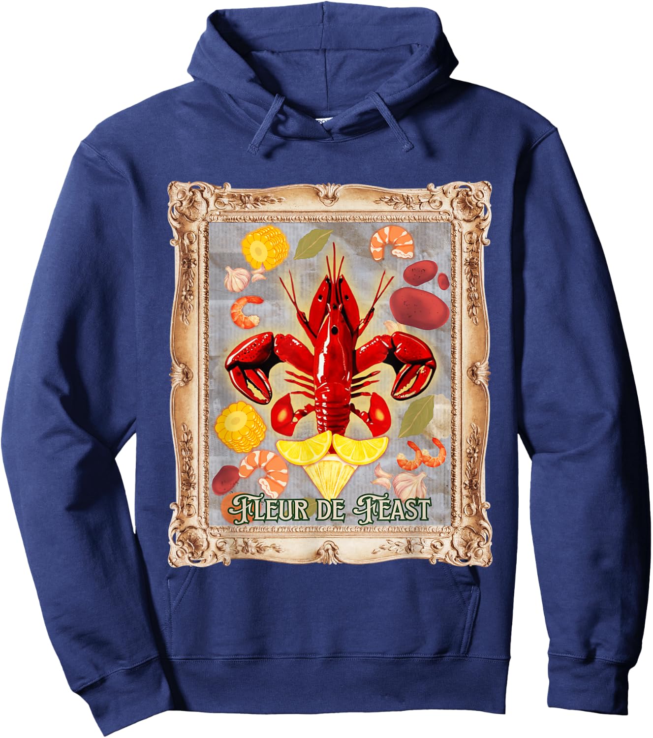 Crawfish Boil Cool Fleur De Feast Cajun Food Hoodie - Hoodie | Navy