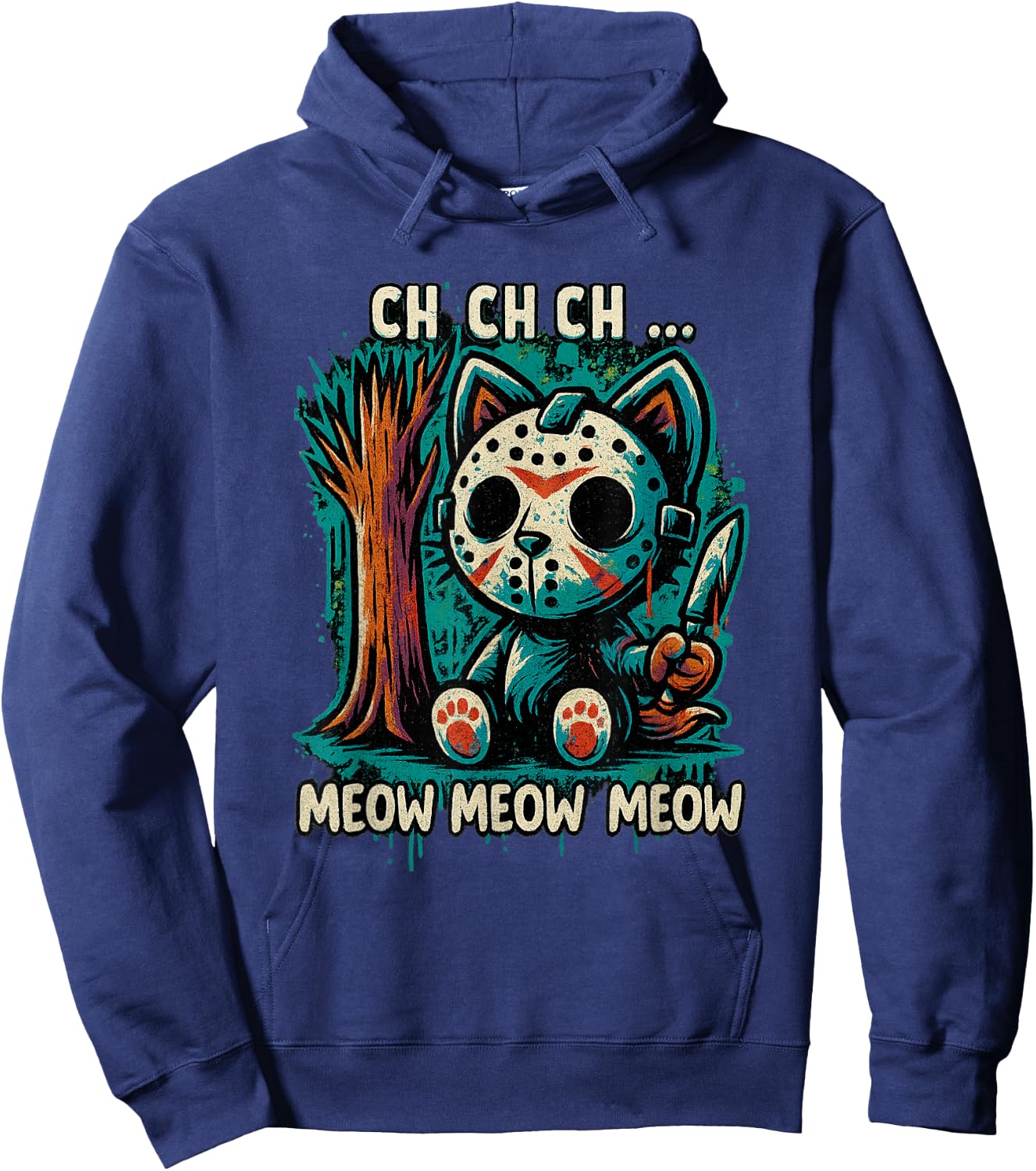 Cat Movie Horror - Ch Ch Ch Meow Hoodie - Hoodie | Navy