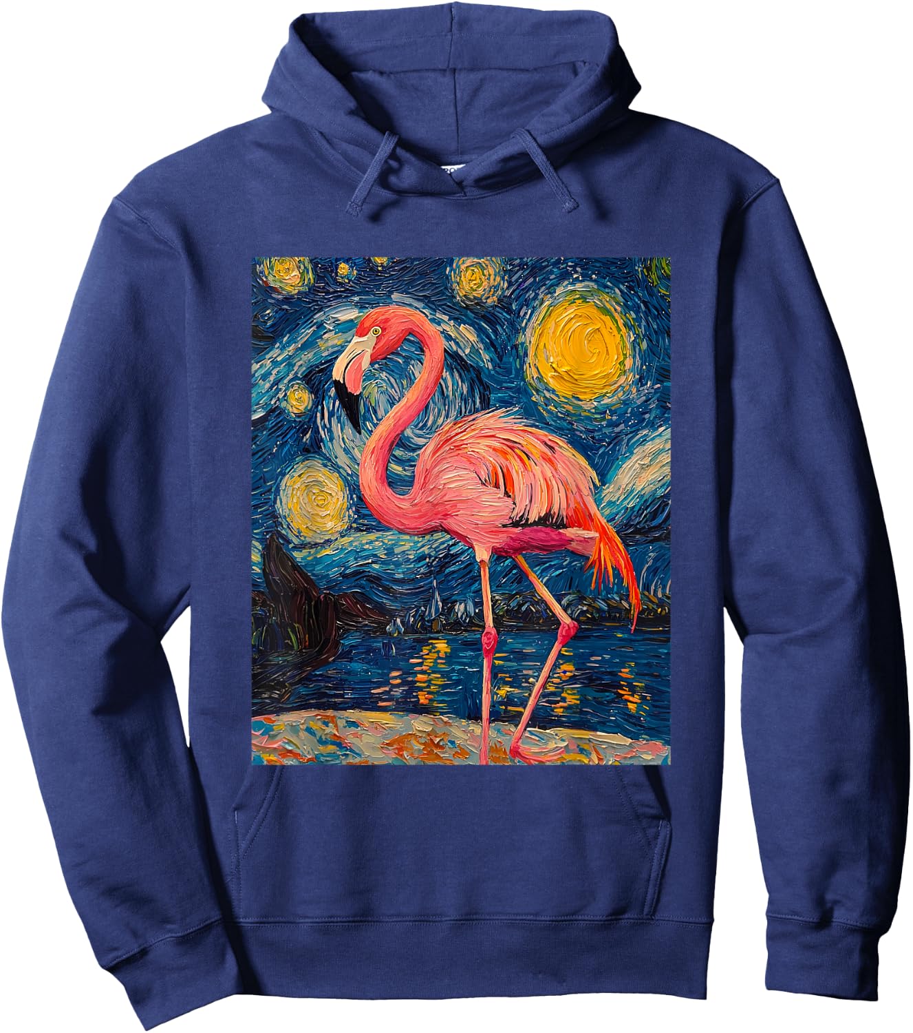 Cute Flamingo - Van Gogh Style - Starry Night Hoodie - Hoodie | Navy
