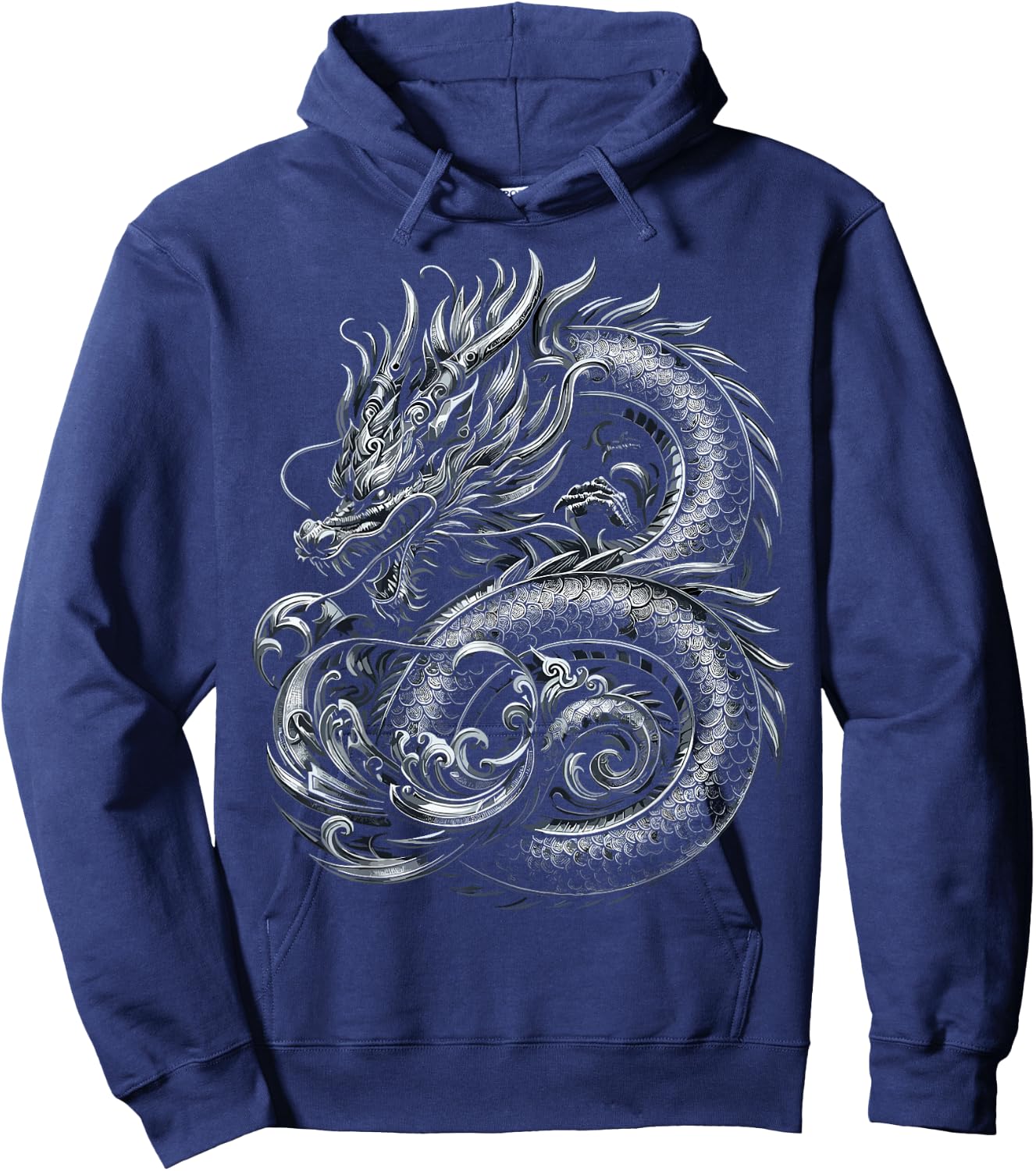 Silver Dragon Graphic Hoodie - Hoodie | Navy