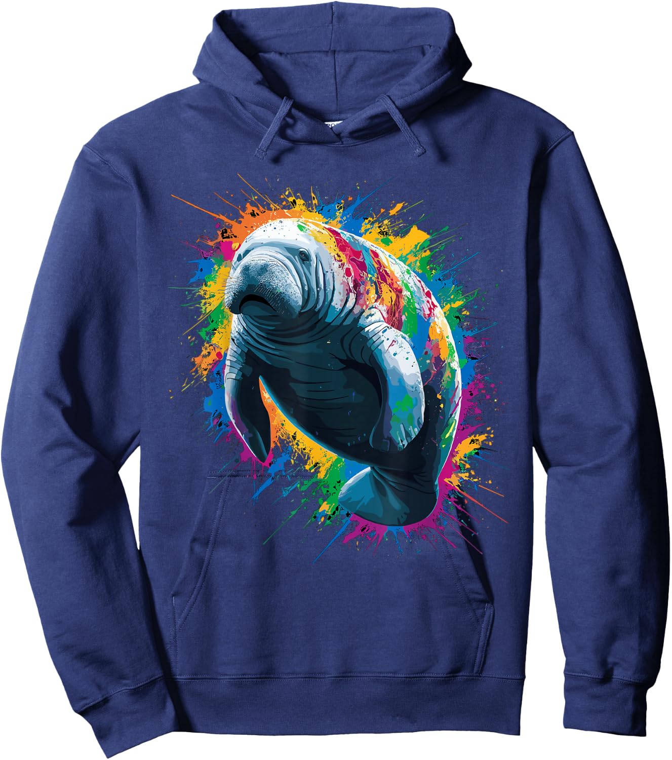 Colorful Paint Splash Manatee Art Graphic Hoodie - Hoodie | Navy