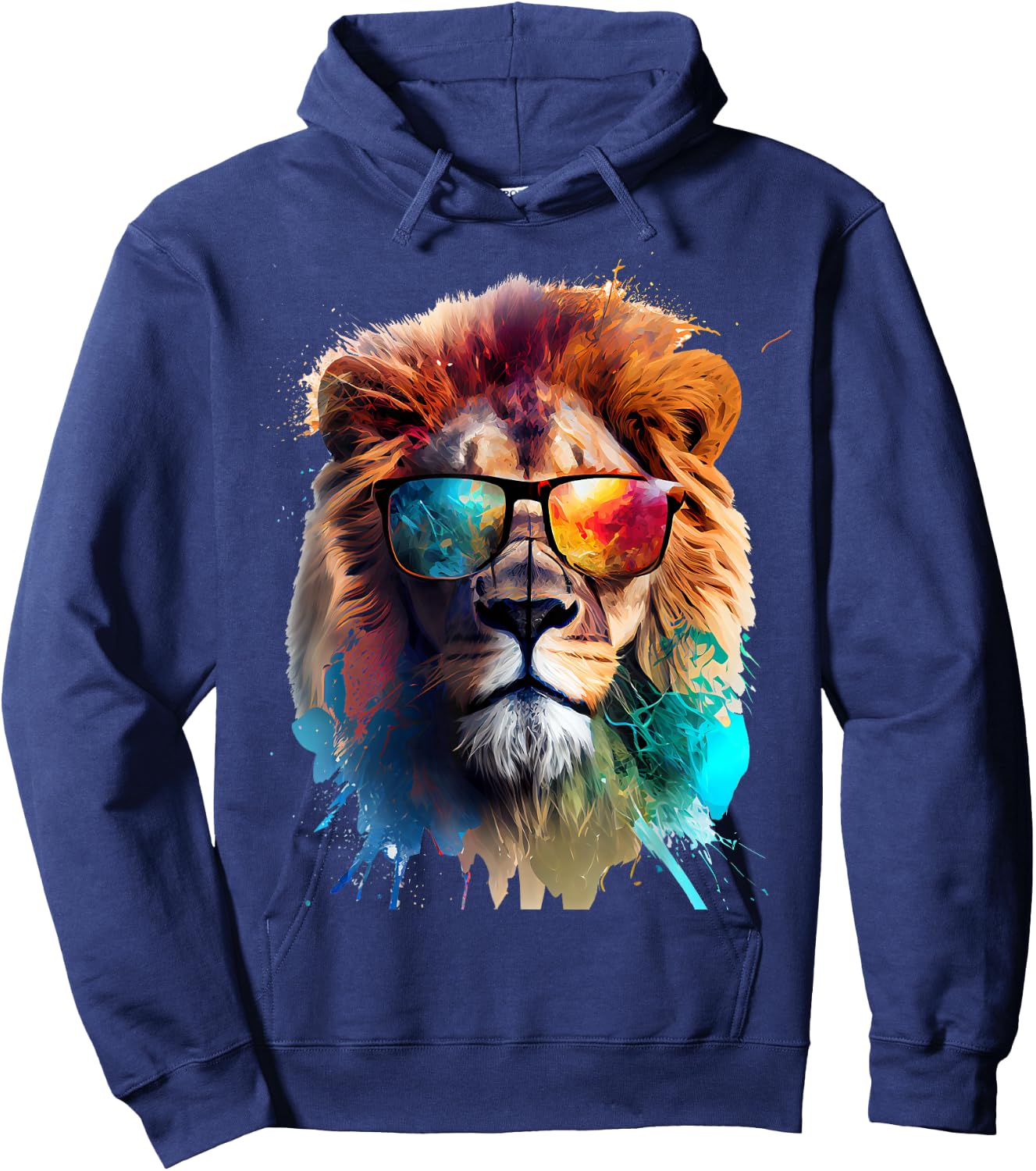 Cool Lion with Sunglasses Hoodie - Hoodie | Navy