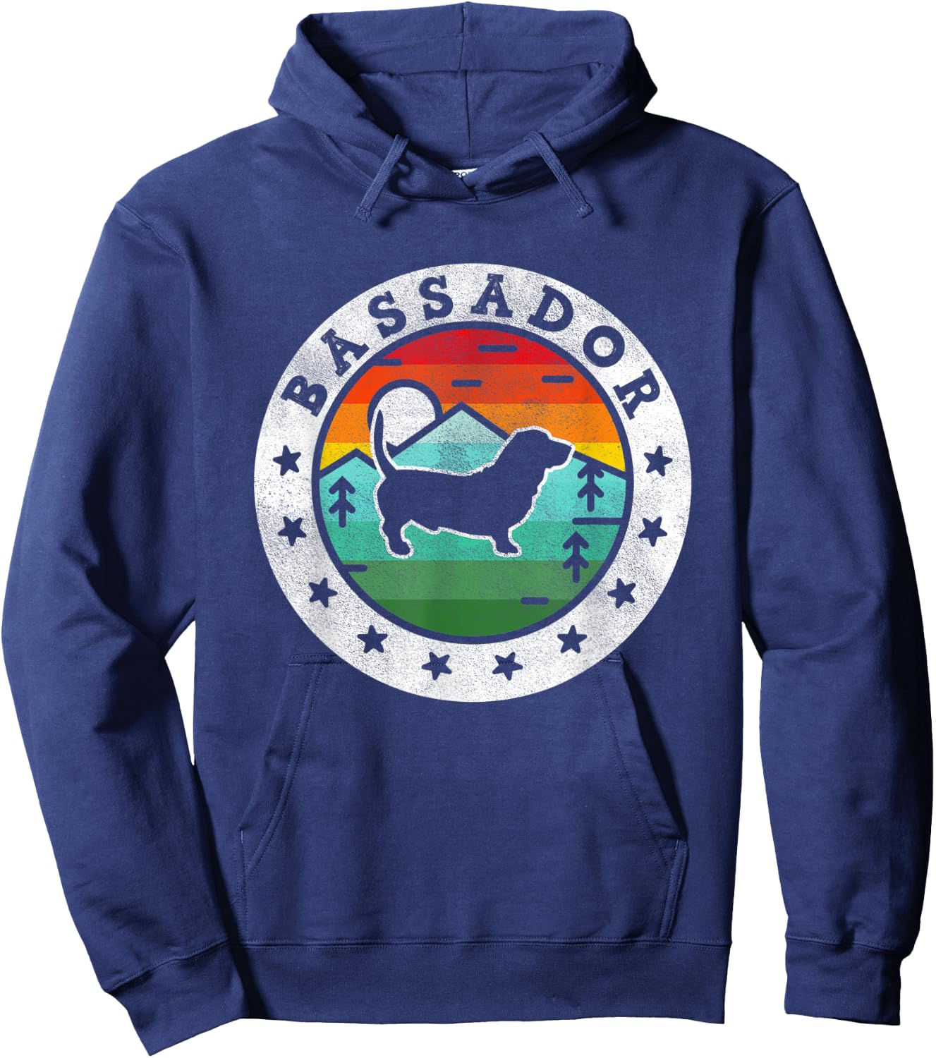 Vintage Bassador Retro Dog Mom Dad Women Hoodie - Hoodie | Navy