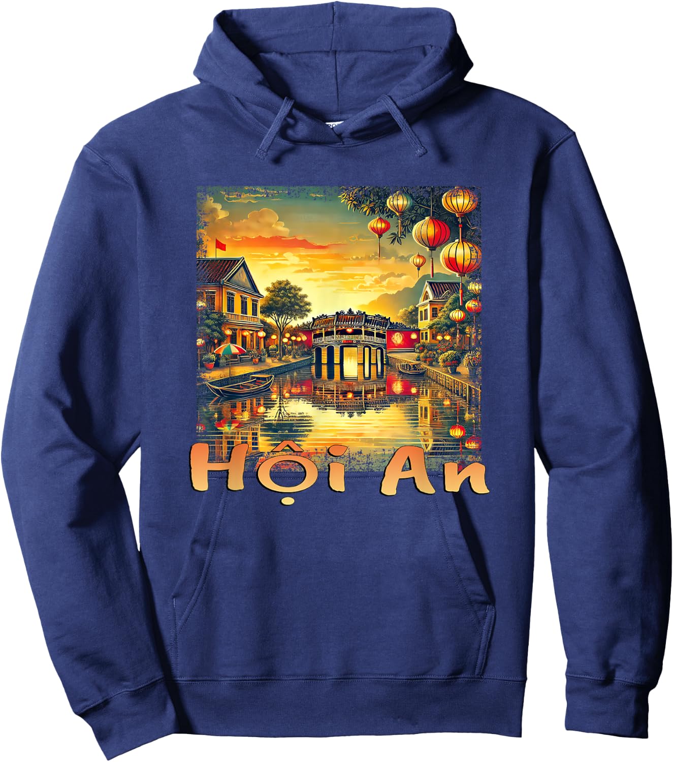 Hoi An Vietnam Ancient Town Canals Sunset Hoodie - Hoodie | Navy