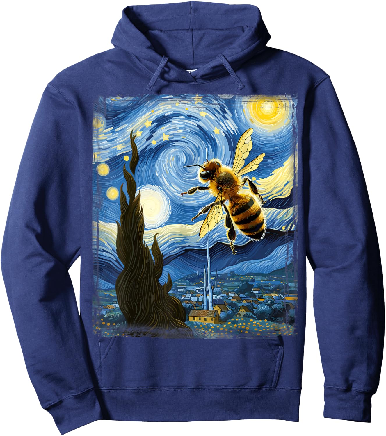 Van Gogh Style Starry Night Bee Hoodie - Hoodie | Navy