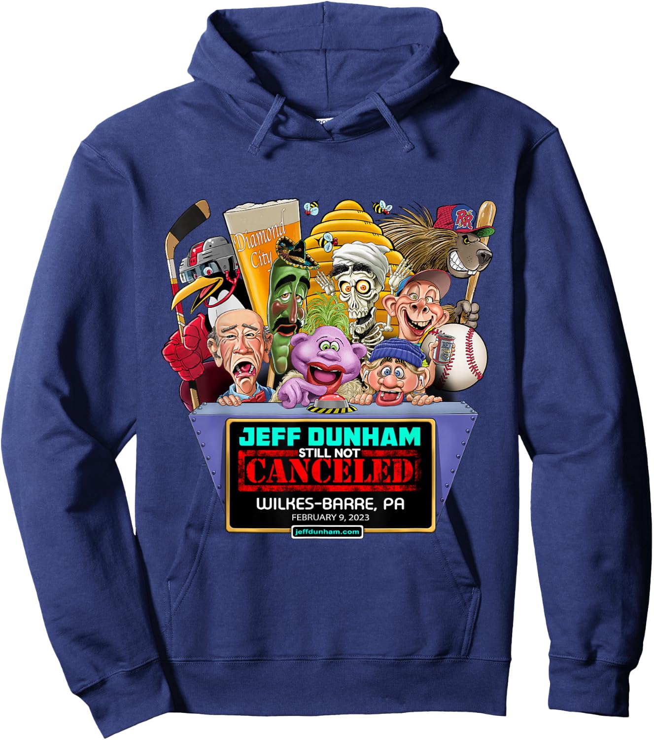 Jeff Dunham Wilkes-Barre, PA (2023) Hoodie - Hoodie | Navy