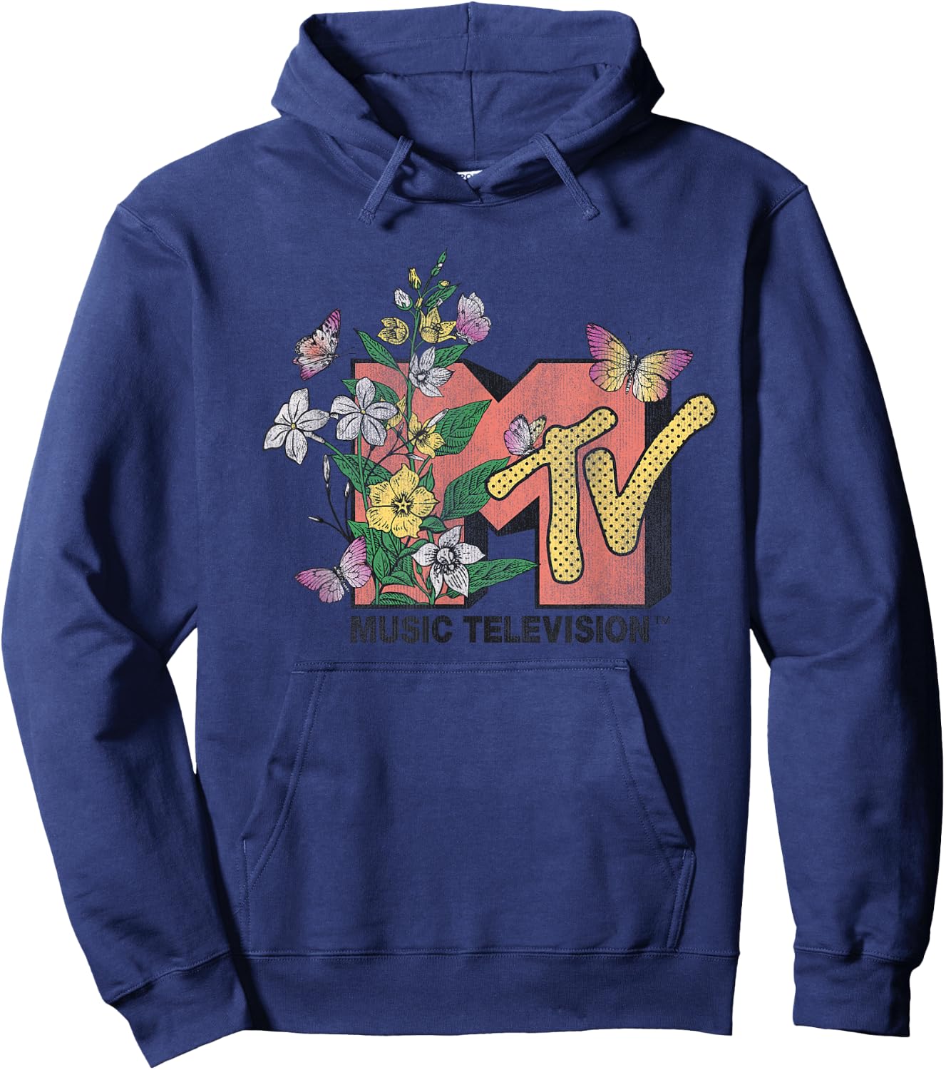 MTV - Spring Botanical Flower Logo Hoodie - Hoodie | Navy