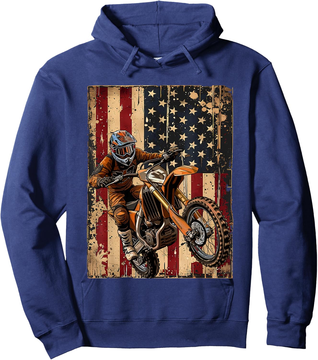BASBO -Kids American Flag Dirt Bike Motocross Hoodie - Hoodie | Navy