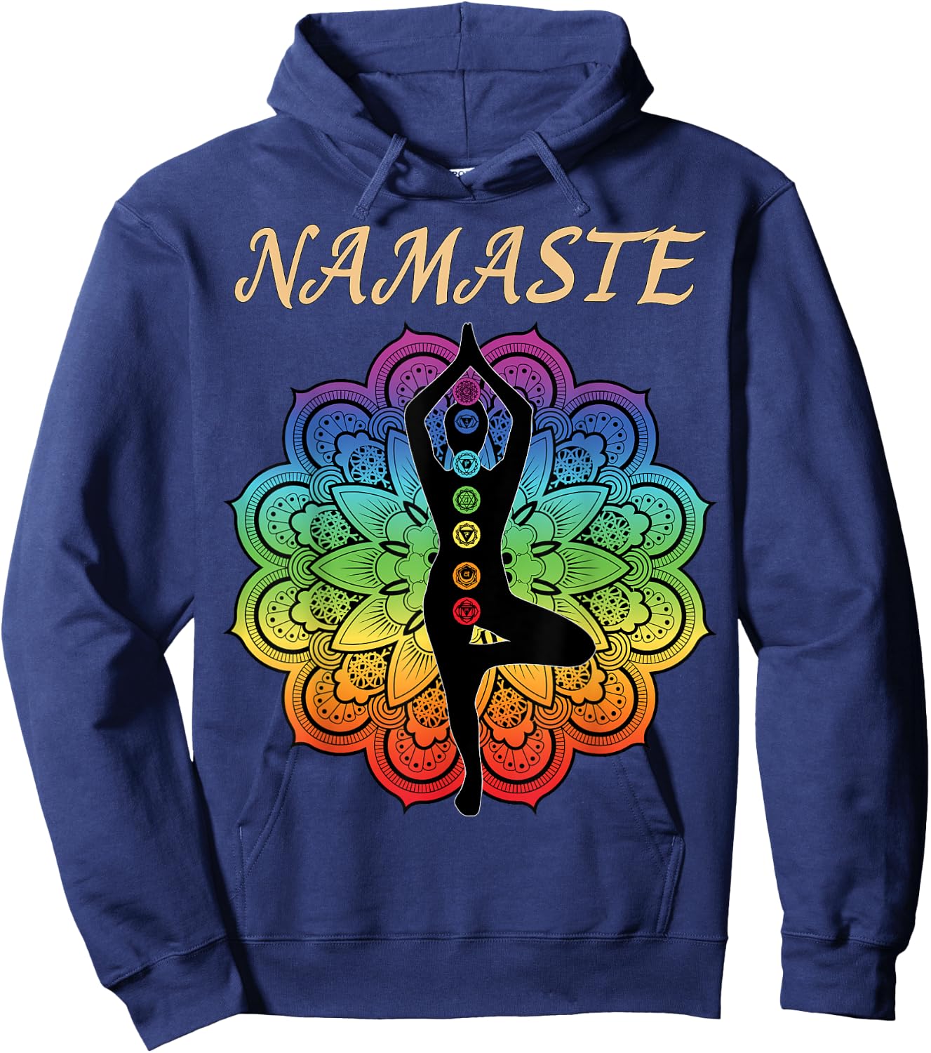 7 Chakra Namaste Reiki Kundalini Yoga Hoodie - Hoodie | Navy