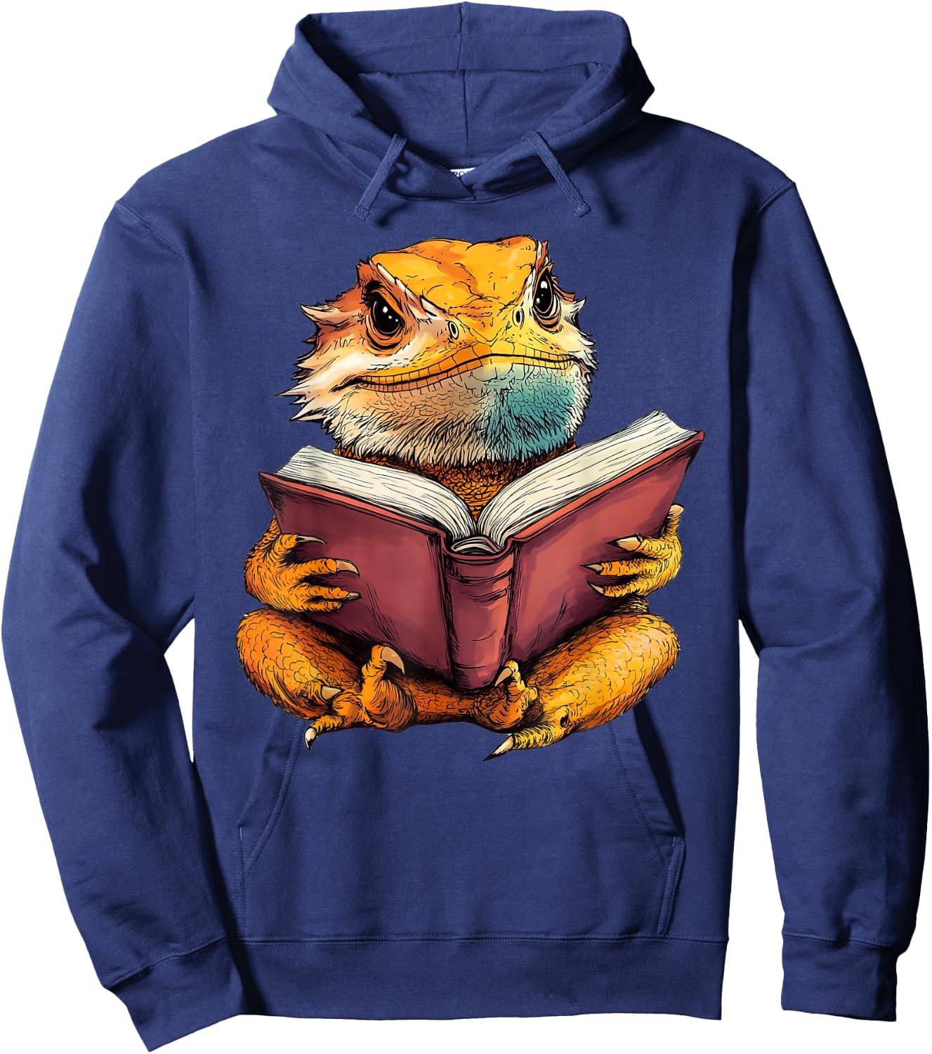 Cute Bearded Dragon Reading Book Hoodie - Hoodie | Navy