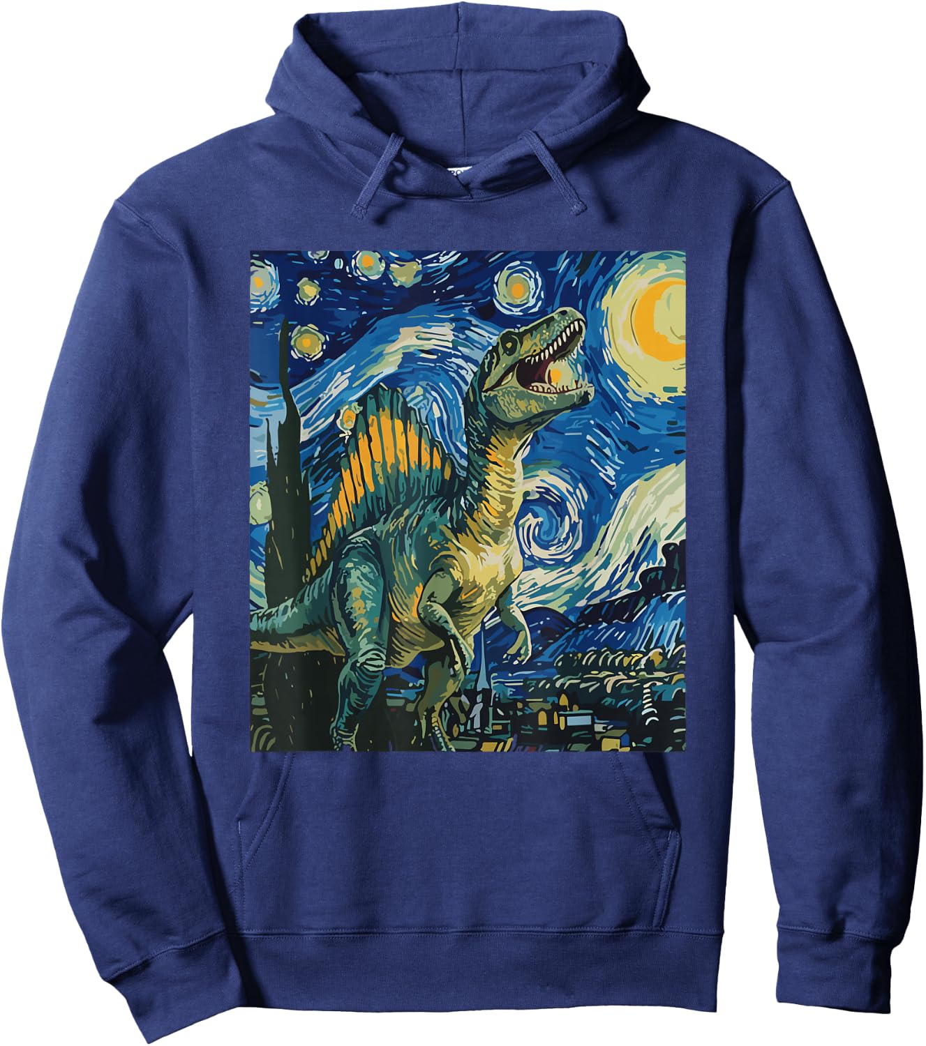 Spinosaurus Mirabilis Dinosaur Starry Night Art Hoodie - Hoodie | Navy