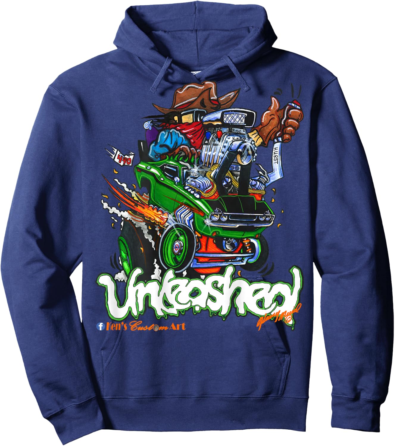 70 Challenger Unleashed Hotrod (Design on Back) Hoodie - Hoodie | Navy