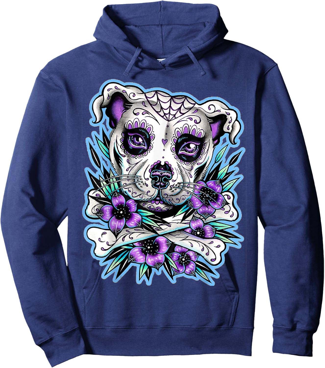 Pitbull Dog Sugar Skull for lovers Dogs Women Hoodie - Hoodie | Navy