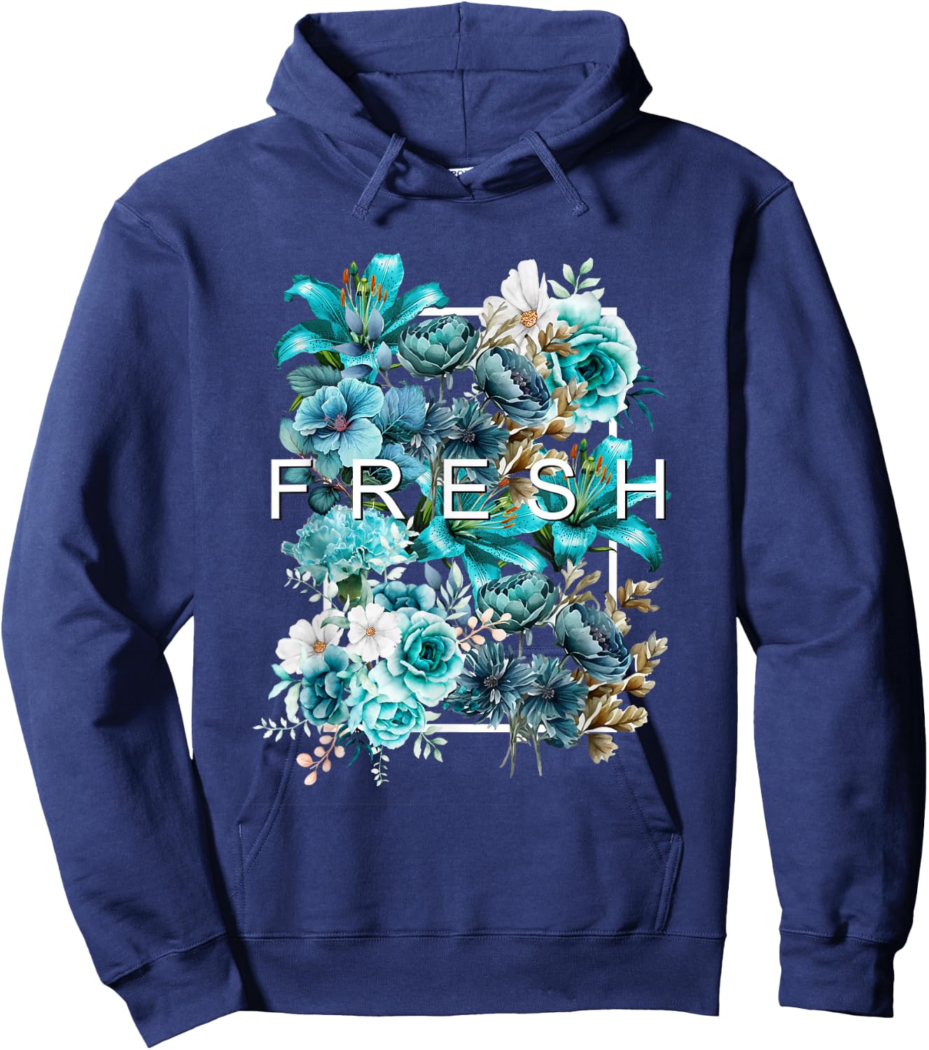Teal Aqua Fresh BloomTeal Aqua Graphic Hoodie - Hoodie | Navy