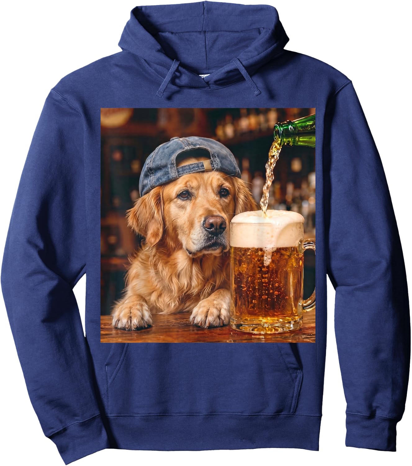 Golden Retriever Drinking Beer Funny Dog Meme Hoodie - Hoodie | Navy