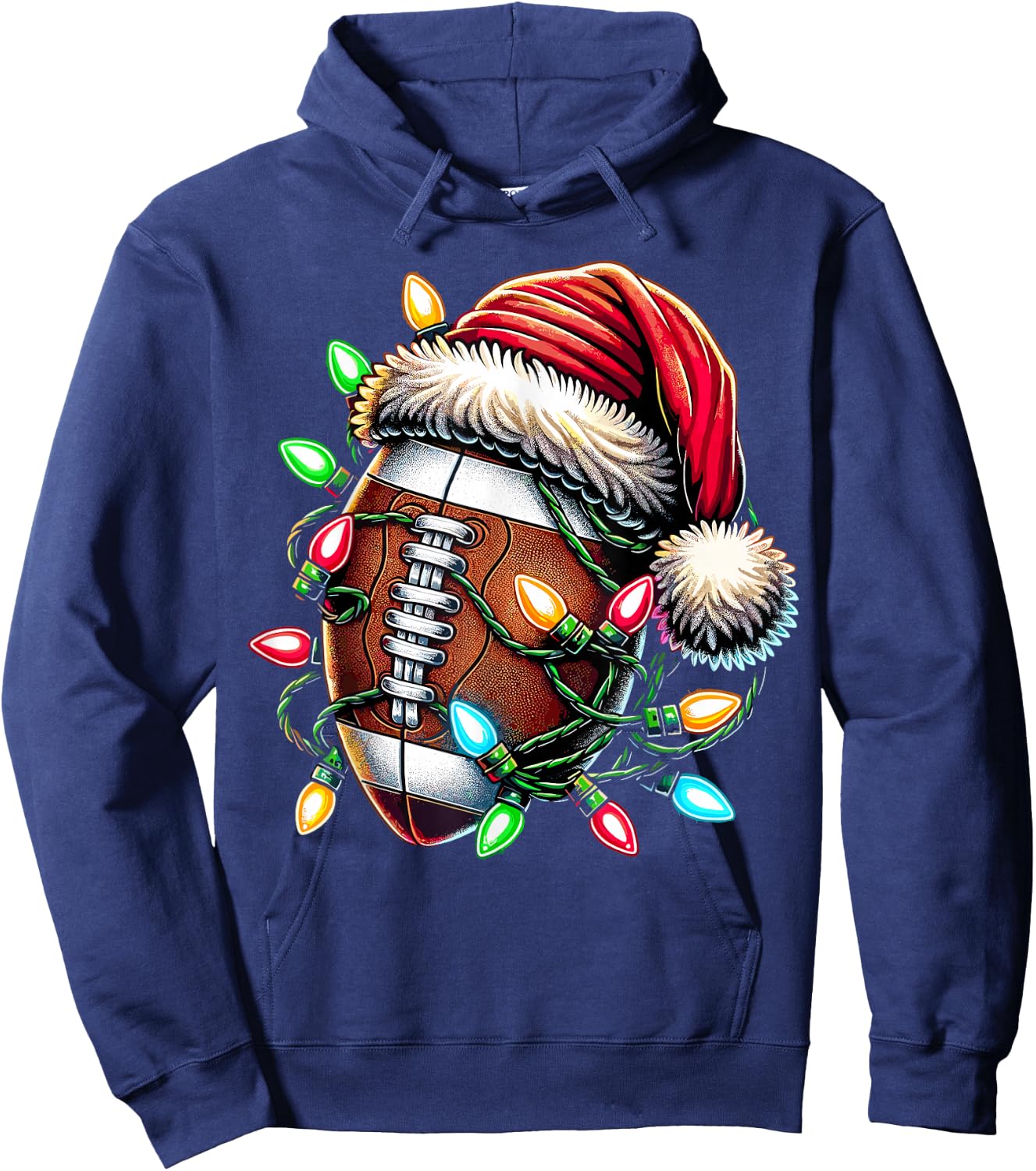 Christmas Football Player Santa Hoodie - Hoodie | Navy