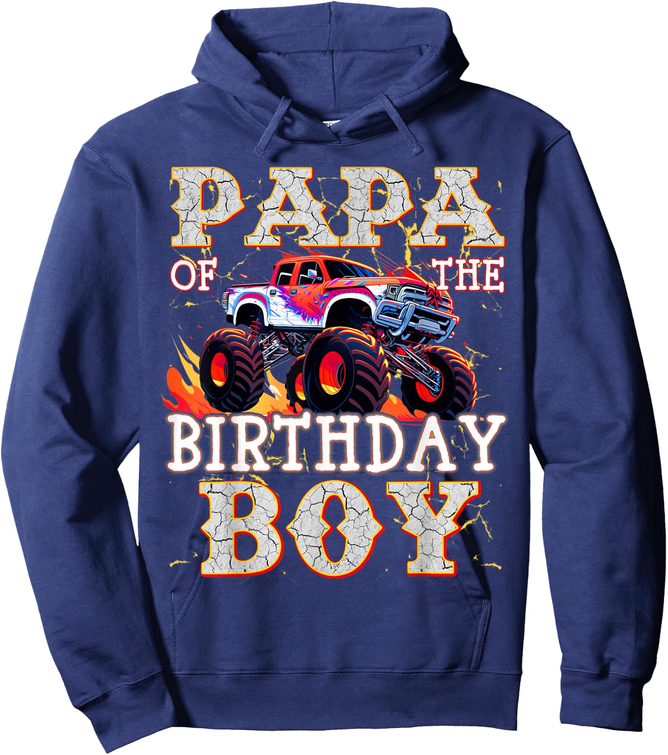 Papa of The Birthday Boy Monster Truck Birthday Hoodie - Hoodie | Navy