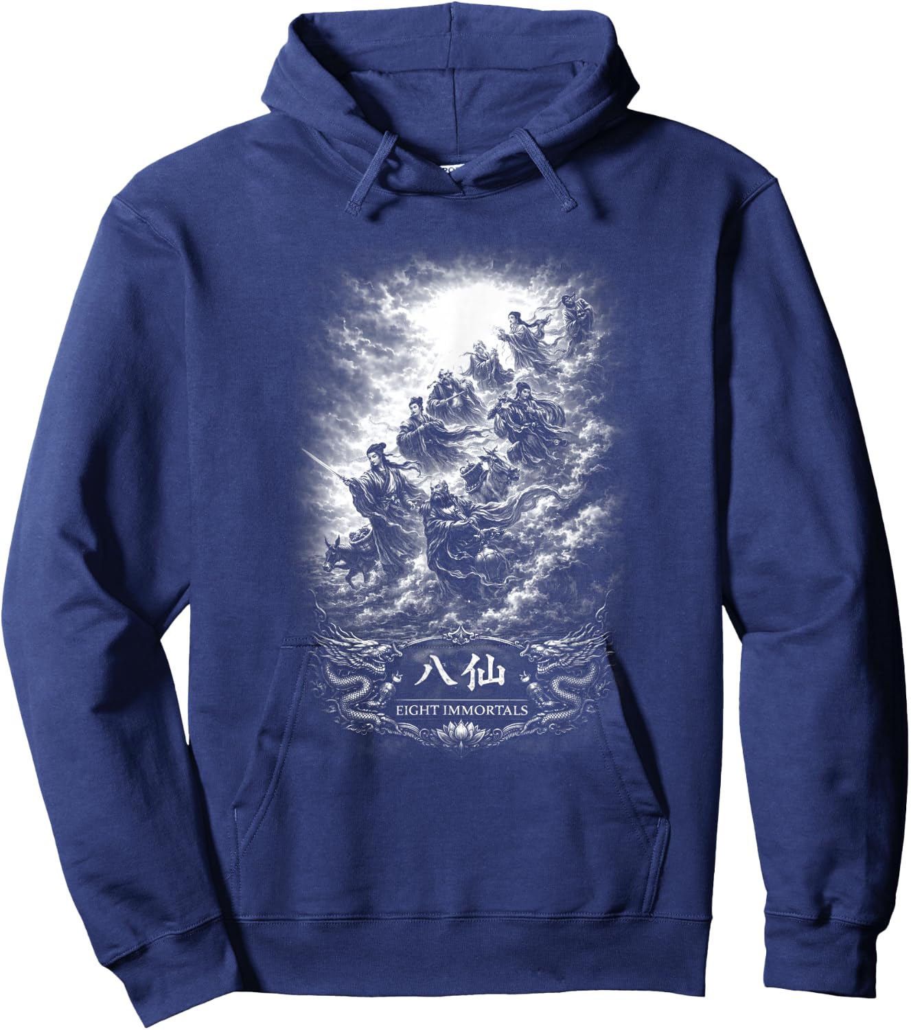 Celestial Eight Immortals Taoist Legends Clouds Hoodie - Hoodie | Navy