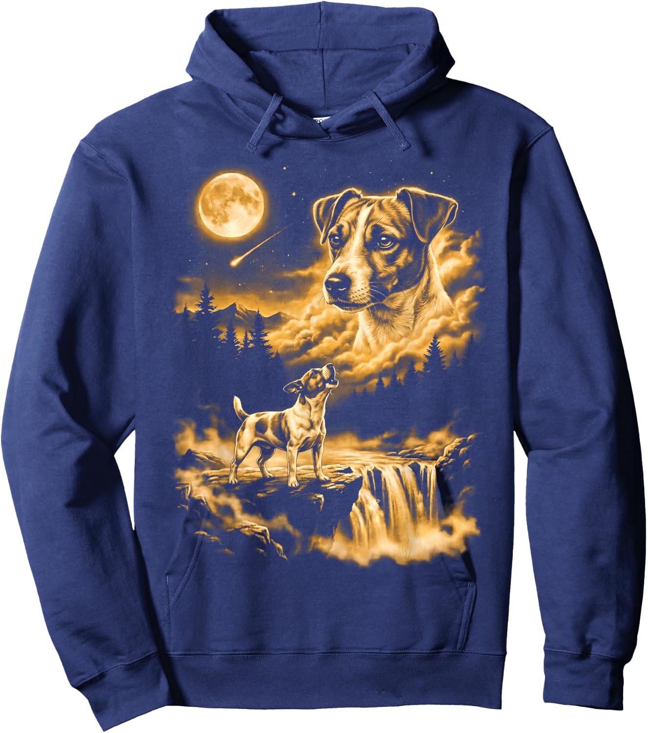 Jack Russell Terrier Howling to The Moon Hoodie - Hoodie | Navy